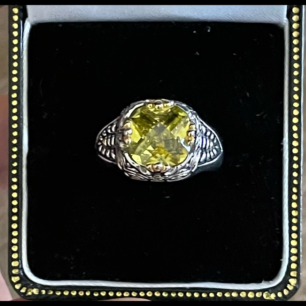Solid Sterling Silver Genuine Yellow Citrine Two … - image 3